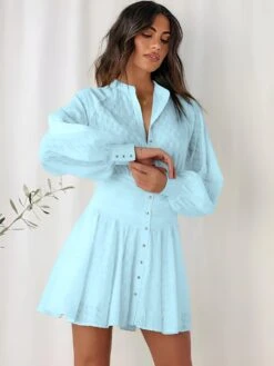 Vestito Donna Manica Sbuffo Gonna Campana Plissé Bottoni Bustier Elegante Sensuale -Vendite Linda || VICTOR 13 vanita prato