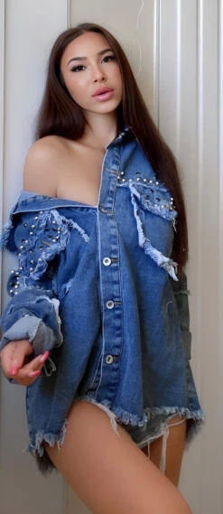 Vestito Donna Camicione Tasca Borchie Bottoni Casual Morbido Sensuale