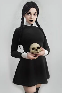 Vestito Donna Morbido Bicolore Gonna Campana Colletto Casual Elegante