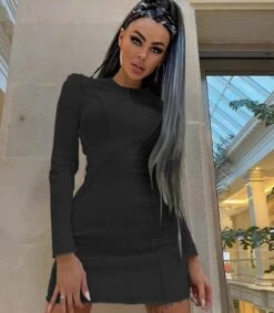 Vestito Donna Tubino Girocollo Aderente Sensuale Casual Elegante -Vendite Linda || VICTOR 7.50 meee anche enro