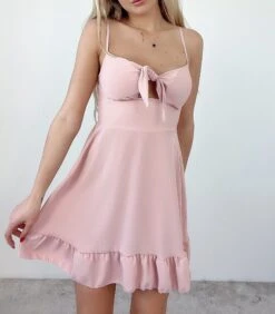 Vestito Donna Scollo Cuore Bretelle Fiocco Cut Out Gonna Svasata Rush Elegante -Vendite Linda || VICTOR 7.50bonbon