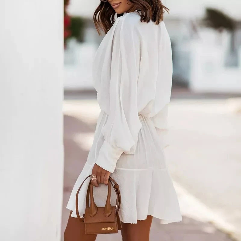 Vestito Donna Scollo V Morbido Gonna Incrocio Rush Sensuale Elegante 5 Vestito Donna Scollo V Morbido Gonna Incrocio Rush Sensuale Elegante - immagine 5