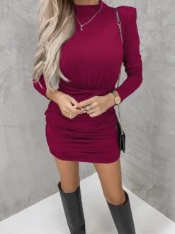 Vestito Donna Tubino Mancia Lunga Spallina Drappeggiato Aderente Casual Elegante -Vendite Linda || VICTOR 8.50anchenero 2