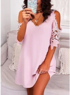 Vestito Donna Bretelle Morbido Scollo V Merletto Elegante Casual -Vendite Linda || VICTOR 8eurosusaqnna