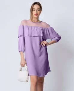 Linda Vestito Donna Morbido Volant Plissé Trasparente Casual Elegante -Vendite Linda || VICTOR 9.50LINDlilladress