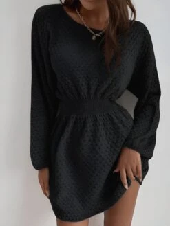 Vestito Donna Girocollo Manica Sbuffo Elastico Morbido Caldo Casual Elegante -Vendite Linda || VICTOR ImmagineWhatsApp2022 11 19ore12.23.56