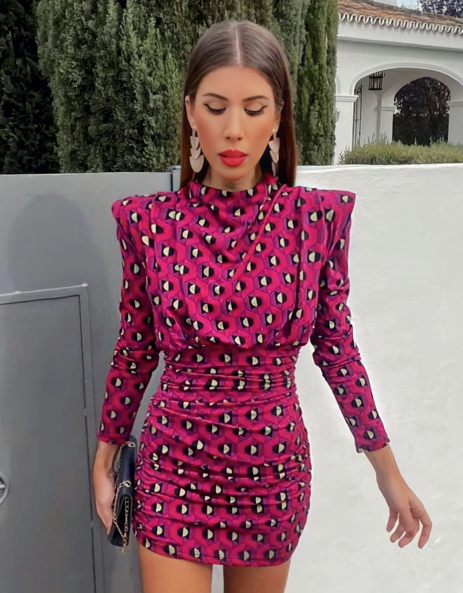 Vestito Donna Tubino Aderente Spalline Fantasia Drappeggiato Casual Elegante Sensuale 1 Vestito Donna Tubino Aderente Spalline Fantasia Drappeggiato Casual Elegante Sensuale