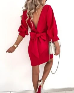 Vestito Donna Tubino Manica Sbuffo Schiena Scoperta Fiocco Elegante Sensuale 5 Vestito Donna Tubino Manica Sbuffo Schiena Scoperta Fiocco Elegante Sensuale -Vendite Linda || VICTOR ImmagineWhatsApp2022 12 05ore15.57.57