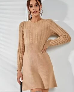 Vestito Donna Girocollo Trama Intrecciata Gonna Campana Casual Elegante Morbido -Vendite Linda || VICTOR ImmagineWhatsApp2022 12 20ore11.37.44