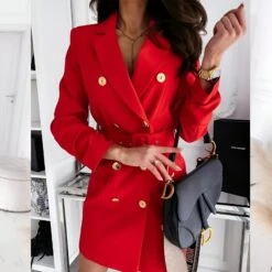 Vestito Donna Blazer Doppio Petto Scollo V Bottoni Cintura Casual Elegante Sensuale -Vendite Linda || VICTOR ImmagineWhatsApp2023 01 03ore09.42.06