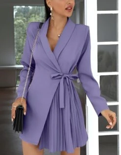 Vestito Donna Blazer Scollo V Cintura Plissè Manica Lunga -Vendite Linda || VICTOR ImmagineWhatsApp2023 01 09ore11.43.47