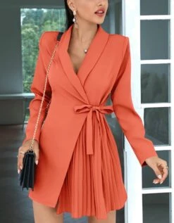 Vestito Donna Blazer Scollo V Cintura Plissè Manica Lunga -Vendite Linda || VICTOR ImmagineWhatsApp2023 01 09ore11.45.38