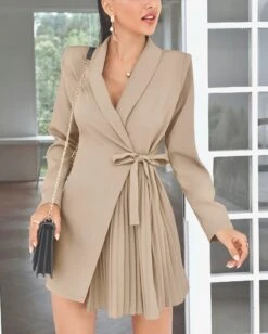 Vestito Donna Blazer Scollo V Cintura Plissè Manica Lunga -Vendite Linda || VICTOR ImmagineWhatsApp2023 01 09ore11.49.06