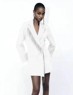 Vestito Donna Blazer Scollo V Manica Lunga Strass Frange Elegante -Vendite Linda || VICTOR ImmagineWhatsApp2023 01 23ore09.55.34whitedress