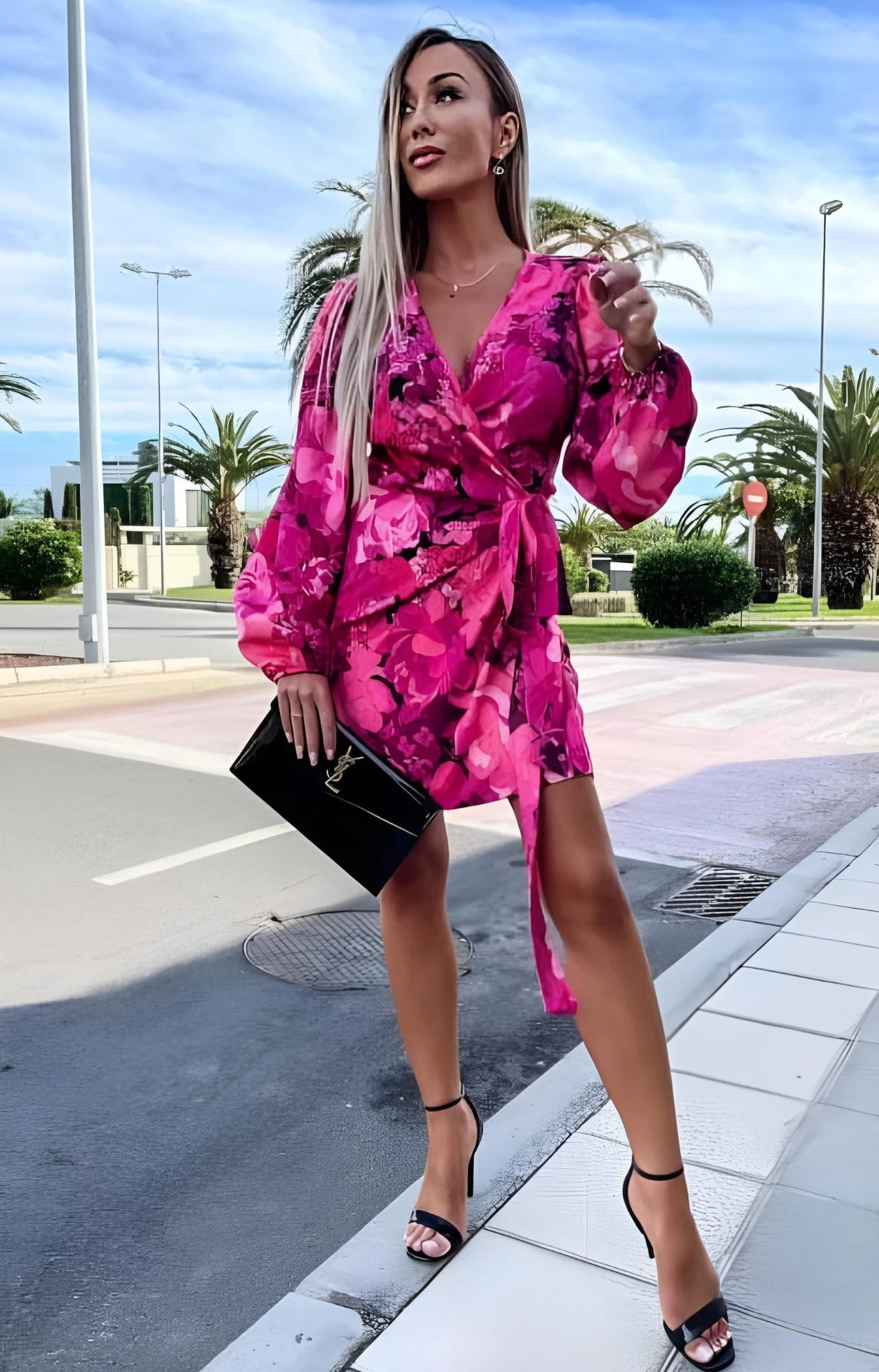 Vestito Donna Morbido Manica Sbuffo Scollo V Casual Elegante 1 Vestito Donna Morbido Manica Sbuffo Scollo V Casual Elegante