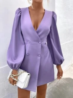 Vestito Donna Blazer Scollo V Bottoni Spacco Manica Sbuffo Casual Elegante -Vendite Linda || VICTOR ImmagineWhatsApp2023 03 15ore15.56.10