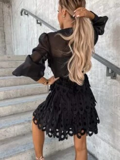 Vestito Donna Morbido Scollo V Manica Sbuffo Ricamo Occhiello Casual Elegante -Vendite Linda || VICTOR ImmagineWhatsApp2023 04 03ore16.14.29