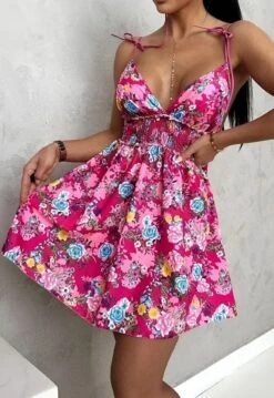 Vestito Donna Morbido Elastico Scollo Cuore Bretelle Fiocchi Fantasia Floreale -Vendite Linda || VICTOR ImmagineWhatsApp2023 04 18ore16.56.43