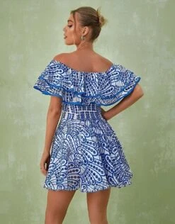 Vestito Donna Morbido Scollo Bardot Volant Bicolore Campana Elegante Casual -Vendite Linda || VICTOR ImmagineWhatsApp2023 05 10ore16.46.41