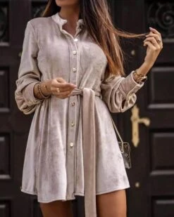 Vestito Donna Ciniglia Bottoni Cintura Morbido -Vendite Linda || VICTOR WhatsAppImage2020 10 13at15.37.09