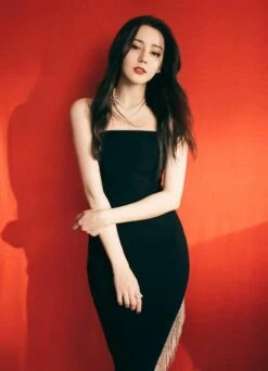 Vestito Donna Ciniglia Spacco Gioiello Elegante