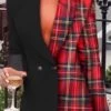 Vestito Donna Blazer Fantasia Scozzese Bicolor