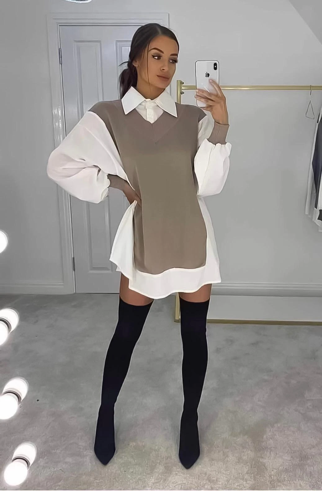 Vestito Donna Bicolor Cotone Casual Elegante 2 Vestito Donna Bicolor Cotone Casual Elegante - immagine 2