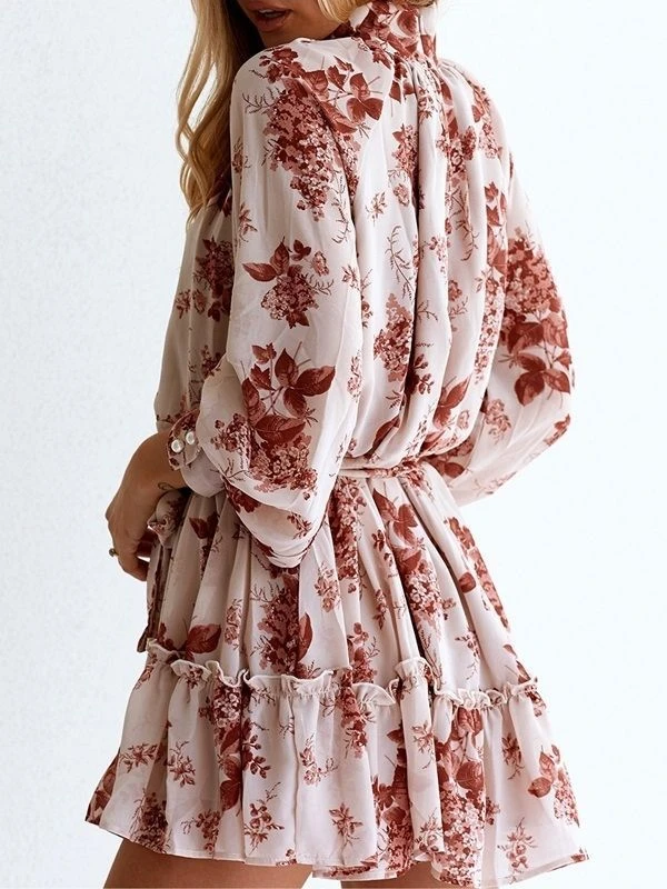 Vestito Donna Fantasia Fiori Bottoni Cinturino Morbido 2 Vestito Donna Fantasia Fiori Bottoni Cinturino Morbido - immagine 2