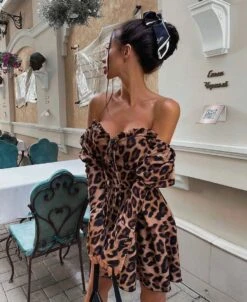 Vestito Donna Scollo Cuore Coulisse Spalla Sbuffo Leopardato -Vendite Linda || VICTOR WhatsAppImage2021 09 06at11.44.40 1