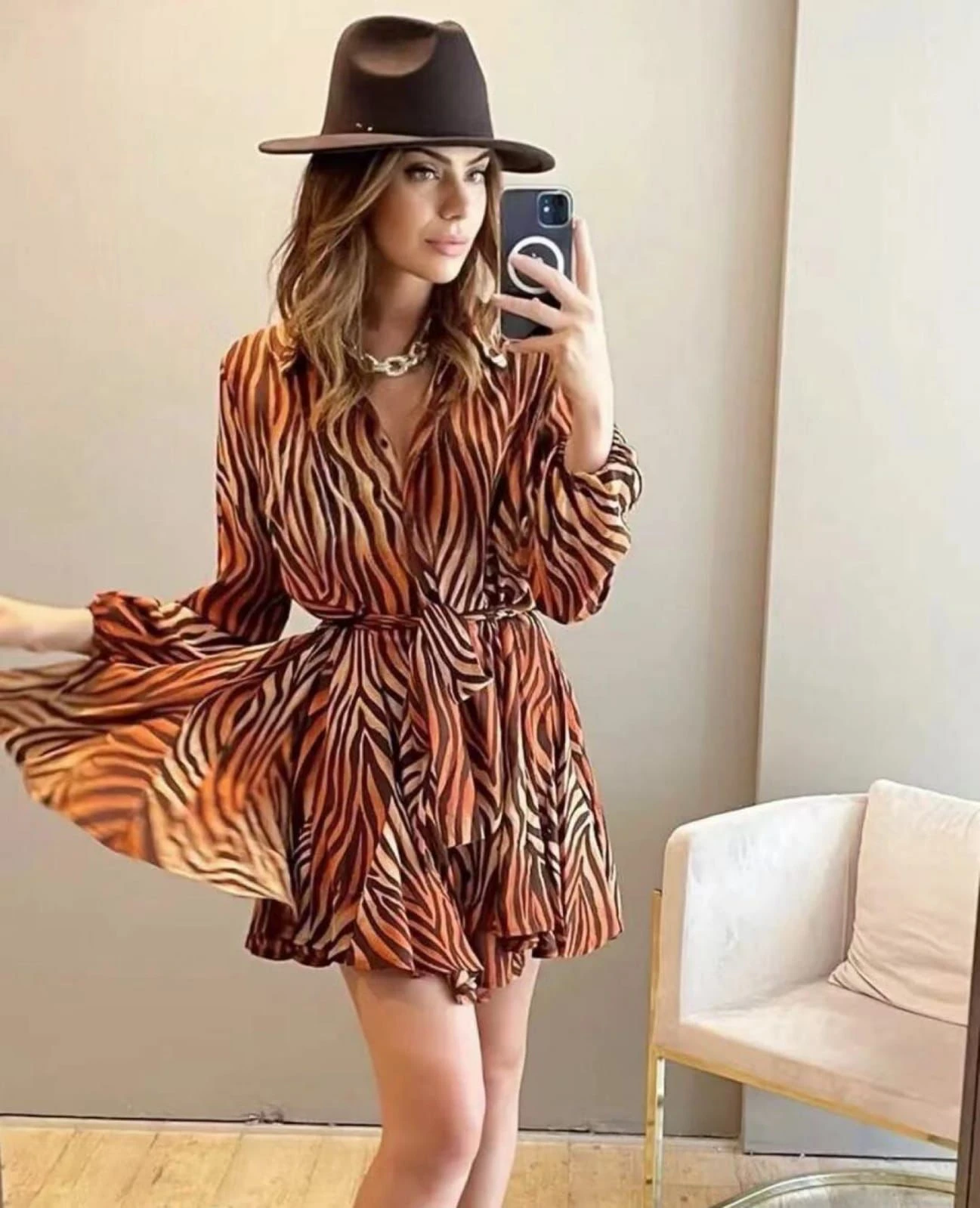 Vestito Donna Morbido Gonna Campana Cintura Fantasia Leopardata 2 Vestito Donna Morbido Gonna Campana Cintura Fantasia Leopardata - immagine 2