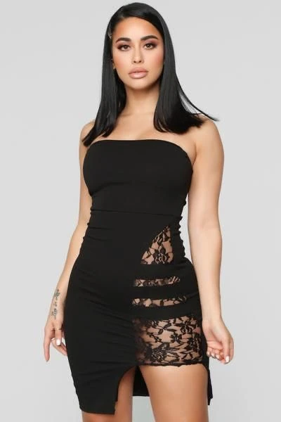 Vestito Donna Scollo Fascia Asimmetrico Macramè Aderente Elegante 1 Vestito Donna Scollo Fascia Asimmetrico Macramè Aderente Elegante