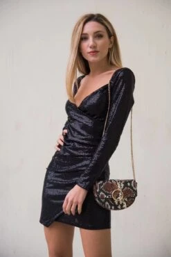 Vestito Donna Tubino Scollo Cuore Intreccio Asimmetrico Elegante