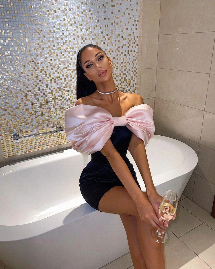 Vestito Donna Tubino Scollo Cuore Fiocco Aderente Elegante 2 Vestito Donna Tubino Scollo Cuore Fiocco Aderente Elegante - immagine 2