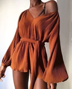 Vestito Donna Manica Pipistrello Cintura Plissè