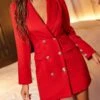 Vestito Giacca Donna Blazer Doppio Petto Bottoni Elegante