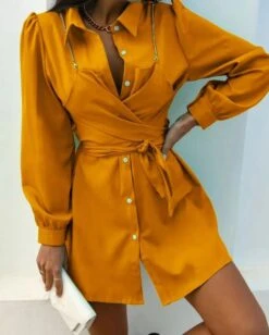 Vestito Camicione Donna Manica Lunga Sbuffo