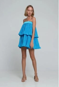 Vestito Donna Fascia Balze Plissé Elegante