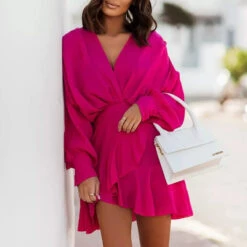 Vestito Donna Scollo V Morbido Gonna Incrocio Rush Sensuale Elegante 7 Vestito Donna Scollo V Morbido Gonna Incrocio Rush Sensuale Elegante -Vendite Linda || VICTOR WhatsAppImage2022 06 13at10.11.31