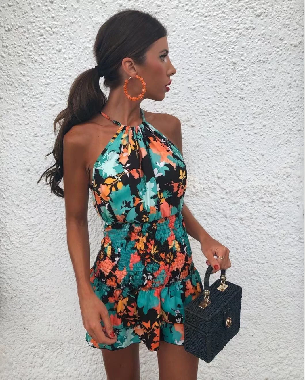 Vestito Donna Giromanica Coulisse Elastico Rush Morbido Casual Elegante 4 Vestito Donna Giromanica Coulisse Elastico Rush Morbido Casual Elegante - immagine 4