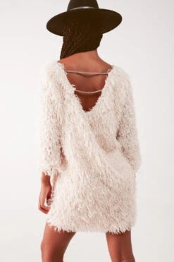 Vestito Donna Manica Lunga Morbido Caldo Piume Schiena Scoperta Casual Elegante -Vendite Linda || VICTOR WhatsAppImage2022 09 21at12.46.44