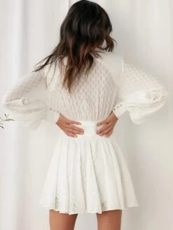 Vestito Donna Manica Sbuffo Gonna Campana Plissé Bottoni Bustier Elegante Sensuale -Vendite Linda || VICTOR WhatsAppImage2022 10 07at13.37.24