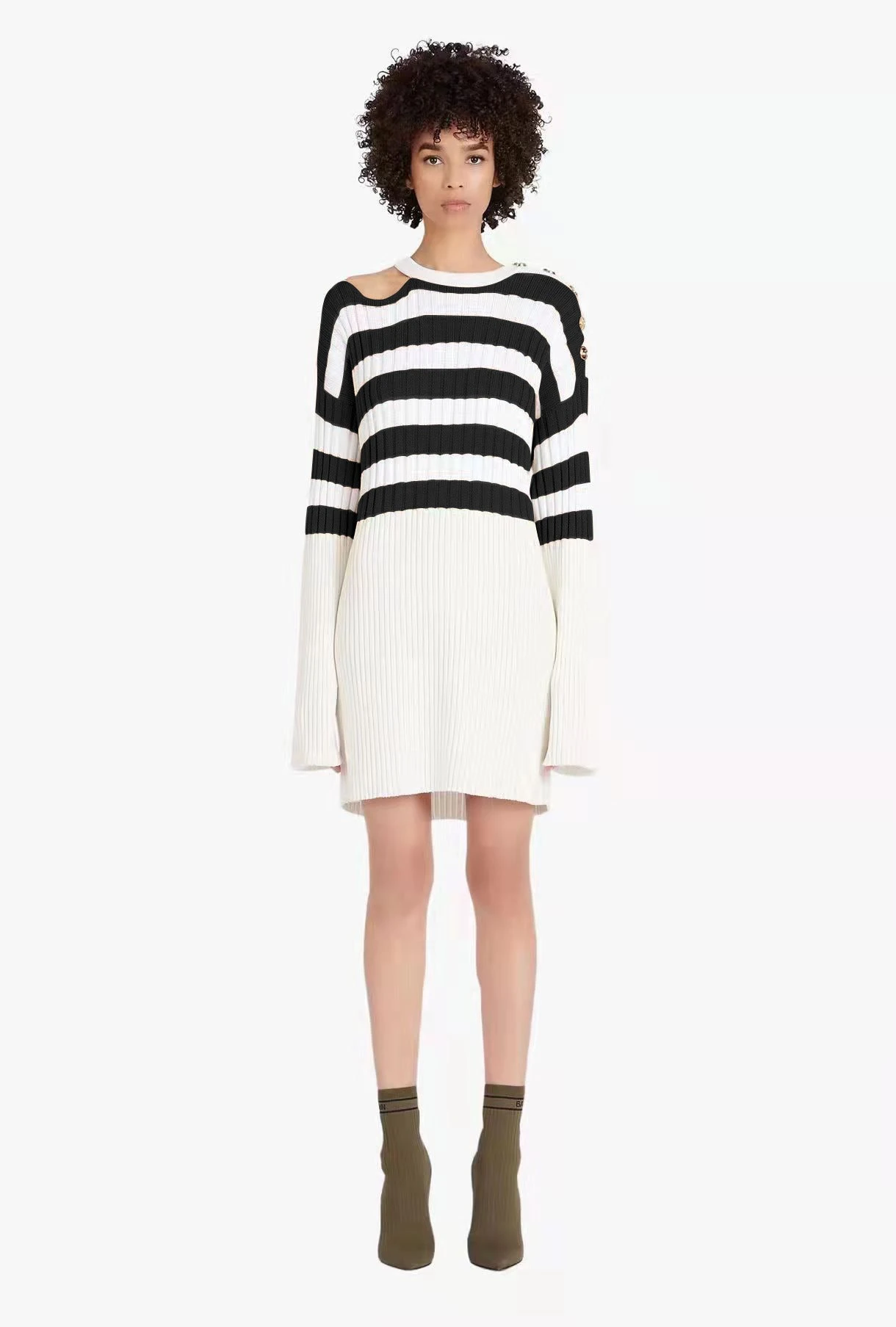 Vestito Donna Casual Maniche Lunghe Fantasia Righe 2 Vestito Donna Casual Maniche Lunghe Fantasia Righe - immagine 2