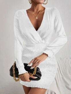 Vestito Donna Corto Scollo V Drappeggiato Manica Lunga 6 Vestito Donna Corto Scollo V Drappeggiato Manica Lunga -Vendite Linda || VICTOR WhatsApp Image 2022 01 28 at 16.03.28