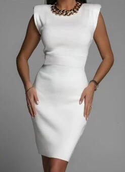 Vestito Donna Tubino Girocollo Gioiello Spalline Aderente Casual Elegante -Vendite Linda || VICTOR bdgd