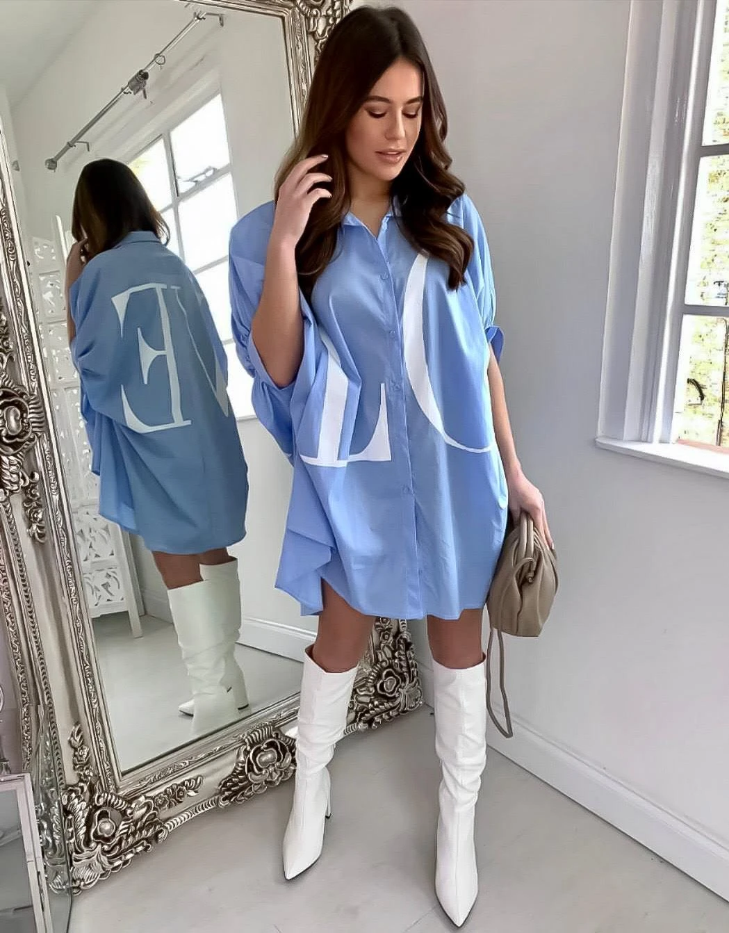 Vestito Donna Camicione Manica Lunga Bottoni 1 Vestito Donna Camicione Manica Lunga Bottoni