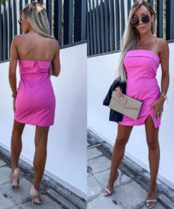 Vestito Donna Tubino Scollo Fascia Spacco Aderente Elegante Sexy -Vendite Linda || VICTOR dafdf