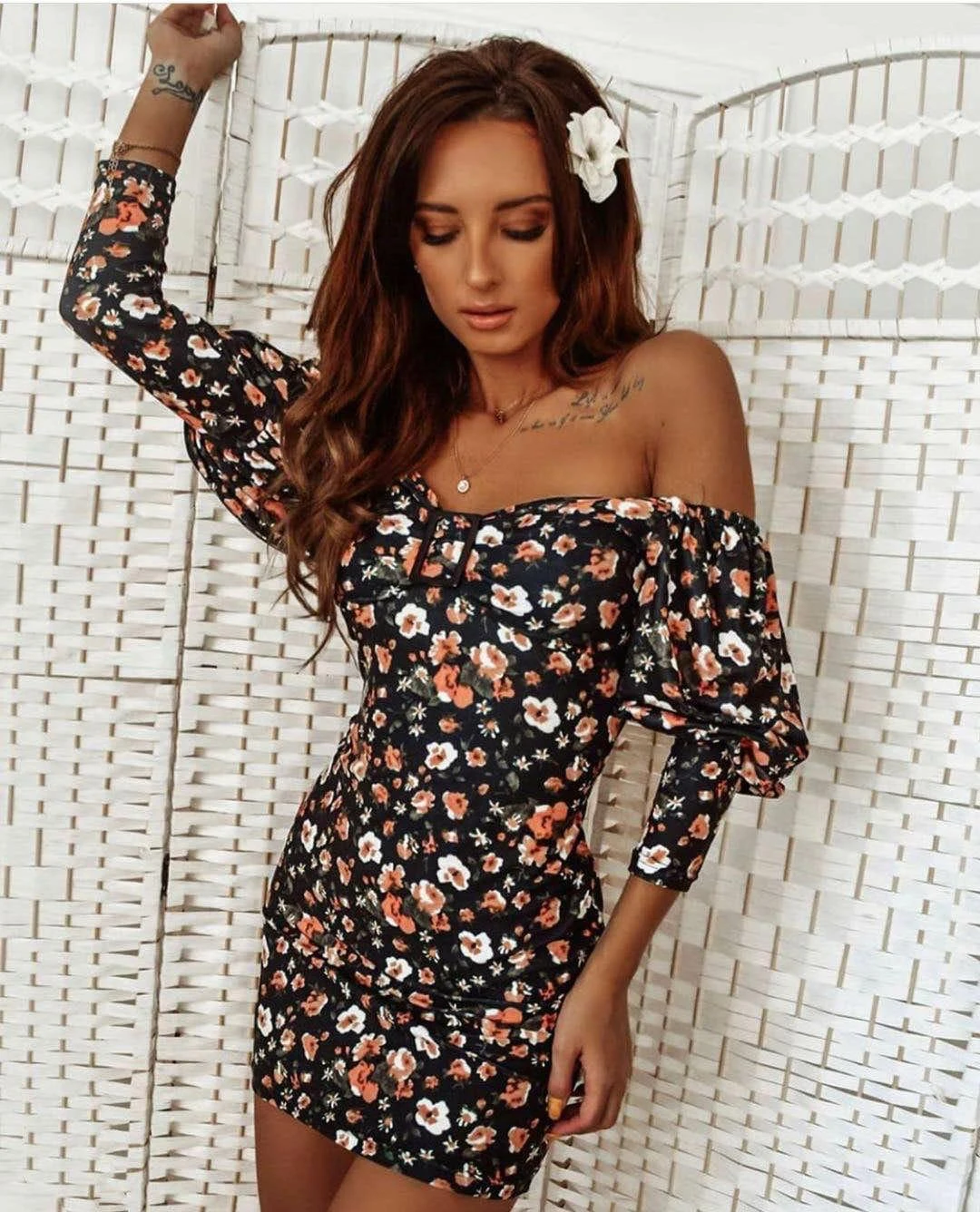 Vestito Donna Scollo Cuore Fantasia Fiori 1 Vestito Donna Scollo Cuore Fantasia Fiori