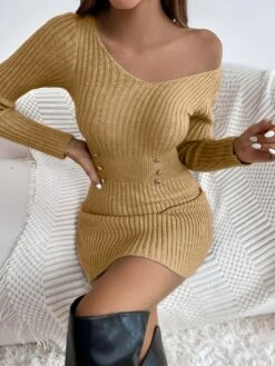 Vestito Donna Tubino Costina Bottoni Elastico Aderente Casual Sensuale Comodo -Vendite Linda || VICTOR fr8.00 1