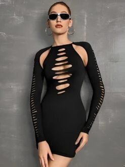 Vestito Donna Tubino Cut Out Aderente Ritaglio Elegante Sexy