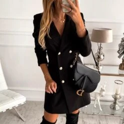 Vestito Donna Blazer Bottoni Scollo V